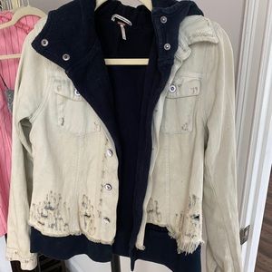distressed free people denim jacket